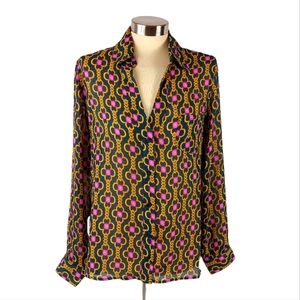 Larsen Gray Sheer Green Blouse